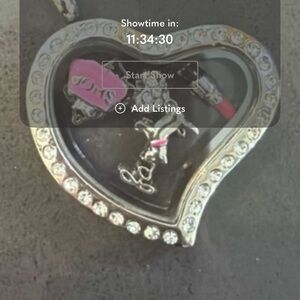 Silver Heart Pendant with Pink Accents